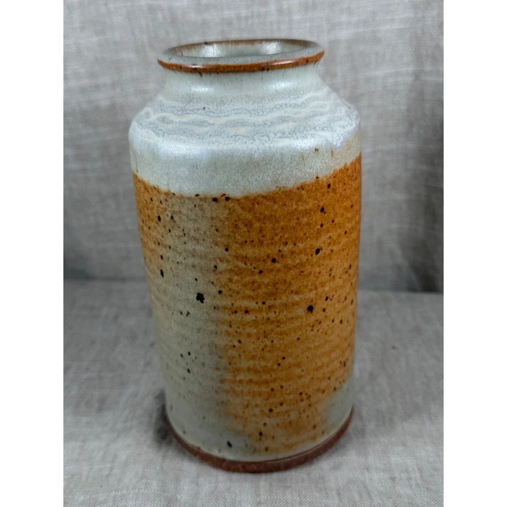 Studio Pottery Canister Good Vintage Signed Stoneware Jar with Cork Stopper